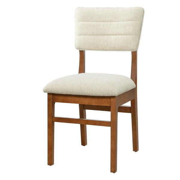 English Elm Upholstered Mid-Century Dining Chairs Set of 4 with Ergonomic Back and Rubberwood Legs Beige+Brown N752P469079A