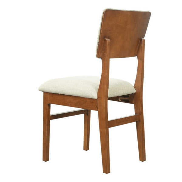 English Elm Upholstered Mid-Century Dining Chairs Set of 4 with Ergonomic Back and Rubberwood Legs Beige+Brown N752P469079A