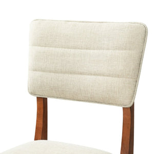 English Elm Upholstered Mid-Century Dining Chairs Set of 4 with Ergonomic Back and Rubberwood Legs Beige+Brown N752P469079A