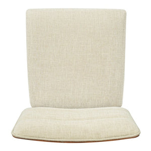 English Elm Upholstered Mid-Century Dining Chairs Set of 4 with Ergonomic Back and Rubberwood Legs Beige+Brown N752P469079A