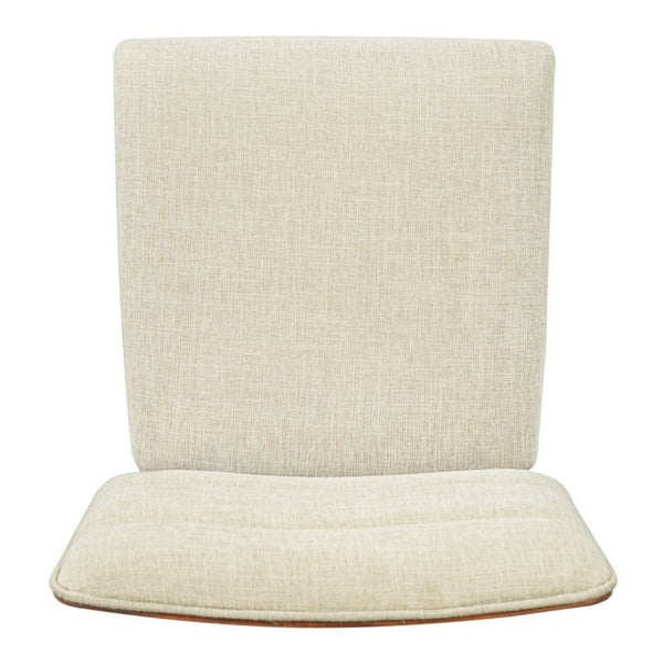 English Elm Upholstered Mid-Century Dining Chairs Set of 4 with Ergonomic Back and Rubberwood Legs Beige+Brown N752P469079A