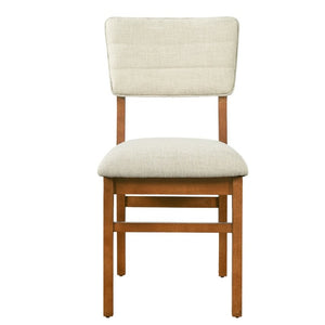 English Elm Upholstered Mid-Century Dining Chairs Set of 4 with Ergonomic Back and Rubberwood Legs Beige+Brown N752P469079A