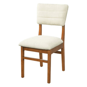 English Elm Upholstered Mid-Century Dining Chairs Set of 4 with Ergonomic Back and Rubberwood Legs Beige+Brown N752P469079A