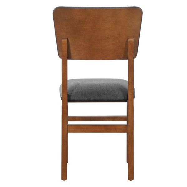 English Elm Upholstered Mid-Century Dining Chairs Set of 4 with Ergonomic Back and Rubberwood Legs Gray+Brown N752P469079E