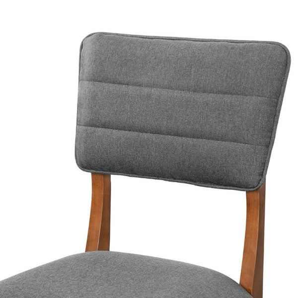 English Elm Upholstered Mid-Century Dining Chairs Set of 4 with Ergonomic Back and Rubberwood Legs Gray+Brown N752P469079E