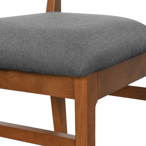 English Elm Upholstered Mid-Century Dining Chairs Set of 4 with Ergonomic Back and Rubberwood Legs Gray+Brown N752P469079E