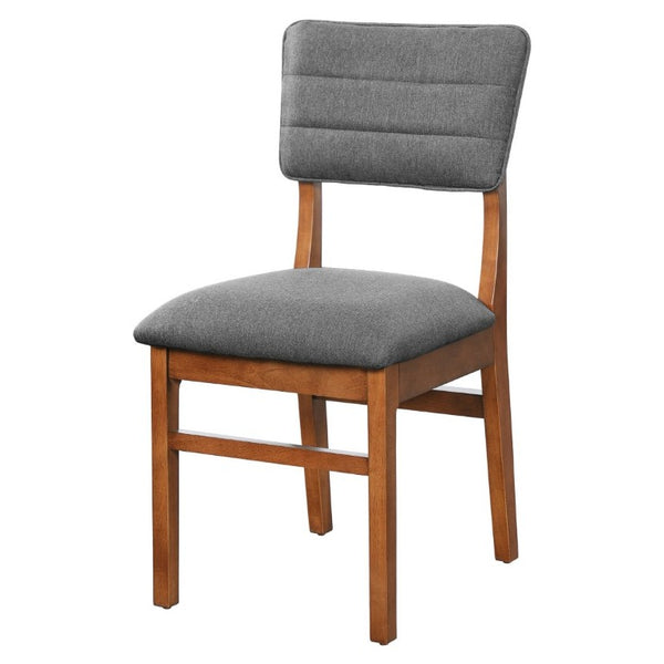 English Elm Upholstered Mid-Century Dining Chairs Set of 4 with Ergonomic Back and Rubberwood Legs Gray+Brown N752P469079E