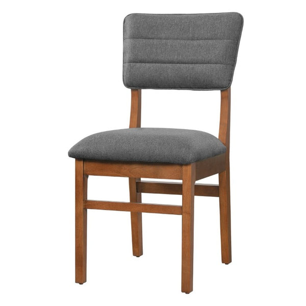 English Elm Upholstered Mid-Century Dining Chairs Set of 4 with Ergonomic Back and Rubberwood Legs Gray+Brown N752P469079E
