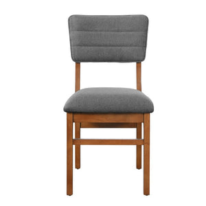 English Elm Upholstered Mid-Century Dining Chairs Set of 4 with Ergonomic Back and Rubberwood Legs Gray+Brown N752P469079E