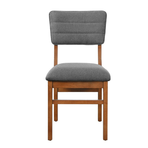 English Elm Upholstered Mid-Century Dining Chairs Set of 4 with Ergonomic Back and Rubberwood Legs Gray+Brown N752P469079E
