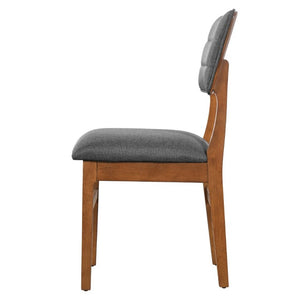 English Elm Upholstered Mid-Century Dining Chairs Set of 4 with Ergonomic Back and Rubberwood Legs Gray+Brown N752P469079E
