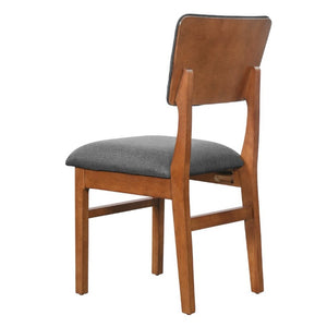 English Elm Upholstered Mid-Century Dining Chairs Set of 4 with Ergonomic Back and Rubberwood Legs Gray+Brown N752P469079E
