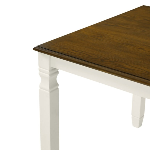 English Elm 59-77 Extendable Dining Table Oak Veneer Top Rubberwood Legs Seats Six Modern Farmhouse Beige+Brown N752P472075D