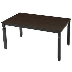 English Elm 59-77 Extendable Dining Table Oak Veneer Top Rubberwood Legs Seats Six Modern Farmhouse Black+Espresso N752P472075P
