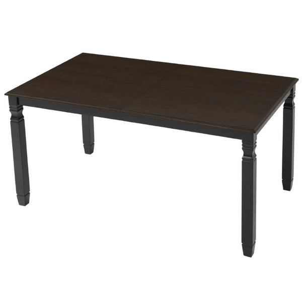 English Elm 59-77 Extendable Dining Table Oak Veneer Top Rubberwood Legs Seats Six Modern Farmhouse Black+Espresso N752P472075P