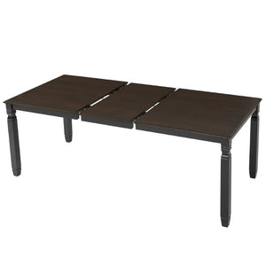 English Elm 59-77 Extendable Dining Table Oak Veneer Top Rubberwood Legs Seats Six Modern Farmhouse Black+Espresso N752P472075P
