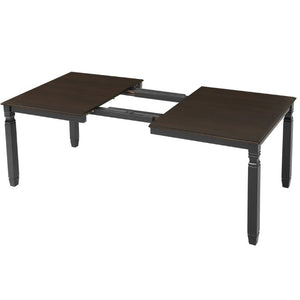 English Elm 59-77 Extendable Dining Table Oak Veneer Top Rubberwood Legs Seats Six Modern Farmhouse Black+Espresso N752P472075P