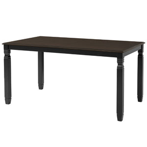 English Elm 59-77 Extendable Dining Table Oak Veneer Top Rubberwood Legs Seats Six Modern Farmhouse Black+Espresso N752P472075P