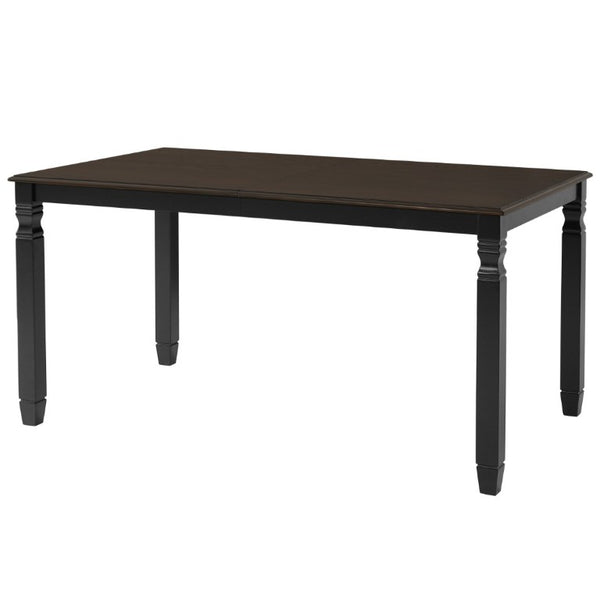 English Elm 59-77 Extendable Dining Table Oak Veneer Top Rubberwood Legs Seats Six Modern Farmhouse Black+Espresso N752P472075P