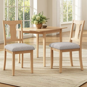 English Elm Dining Chairs Set of 2 Mid-Century Rubberwood Frame with Linen Upholstered High Back Beige+Natural N752P494101A
