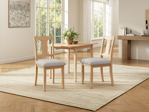 English Elm Dining Chairs Set of 2 Mid-Century Rubberwood Frame with Linen Upholstered High Back Beige+Natural N752P494101A