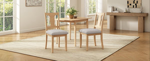 English Elm Dining Chairs Set of 2 Mid-Century Rubberwood Frame with Linen Upholstered High Back Beige+Natural N752P494101A