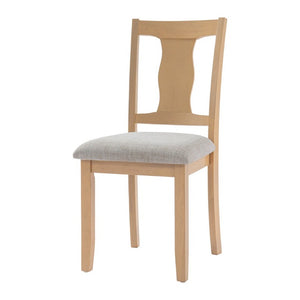 English Elm Dining Chairs Set of 2 Mid-Century Rubberwood Frame with Linen Upholstered High Back Beige+Natural N752P494101A