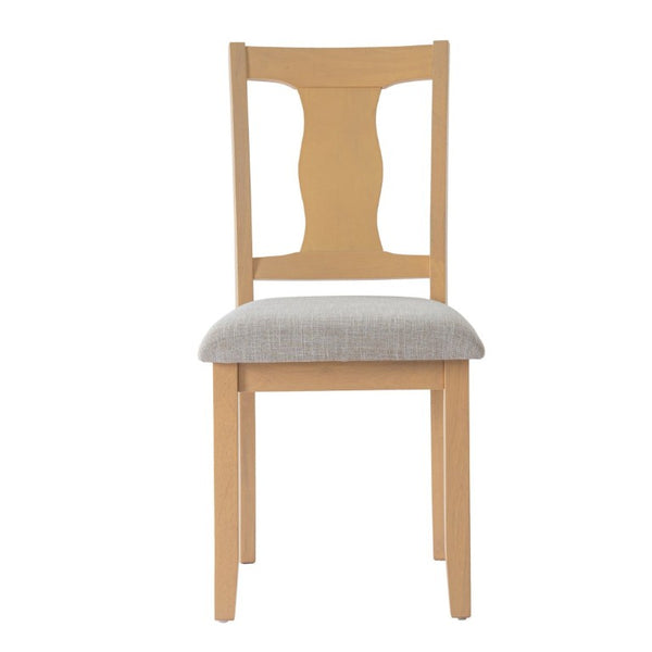 English Elm Dining Chairs Set of 2 Mid-Century Rubberwood Frame with Linen Upholstered High Back Beige+Natural N752P494101A