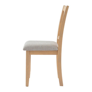 English Elm Dining Chairs Set of 2 Mid-Century Rubberwood Frame with Linen Upholstered High Back Beige+Natural N752P494101A