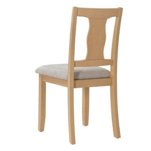 English Elm Dining Chairs Set of 2 Mid-Century Rubberwood Frame with Linen Upholstered High Back Beige+Natural N752P494101A