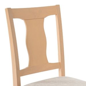 English Elm Dining Chairs Set of 2 Mid-Century Rubberwood Frame with Linen Upholstered High Back Beige+Natural N752P494101A
