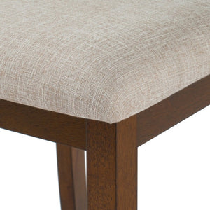 English Elm Dining Chairs Set of 2 Mid-Century Rubberwood Frame with Linen Upholstered High Back Beige+Brown N752P494101D