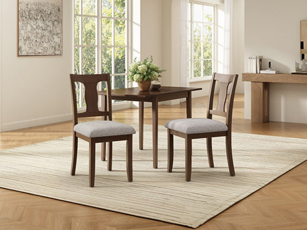 English Elm Dining Chairs Set of 2 Mid-Century Rubberwood Frame with Linen Upholstered High Back Beige+Brown N752P494101D