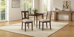 English Elm Dining Chairs Set of 2 Mid-Century Rubberwood Frame with Linen Upholstered High Back Beige+Brown N752P494101D