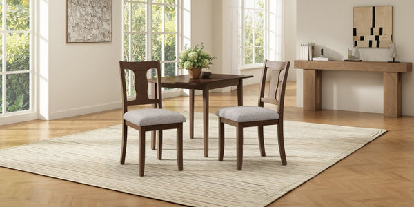 English Elm Dining Chairs Set of 2 Mid-Century Rubberwood Frame with Linen Upholstered High Back Beige+Brown N752P494101D