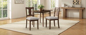 English Elm Dining Chairs Set of 2 Mid-Century Rubberwood Frame with Linen Upholstered High Back Beige+Brown N752P494101D