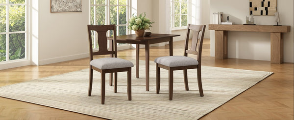 English Elm Dining Chairs Set of 2 Mid-Century Rubberwood Frame with Linen Upholstered High Back Beige+Brown N752P494101D