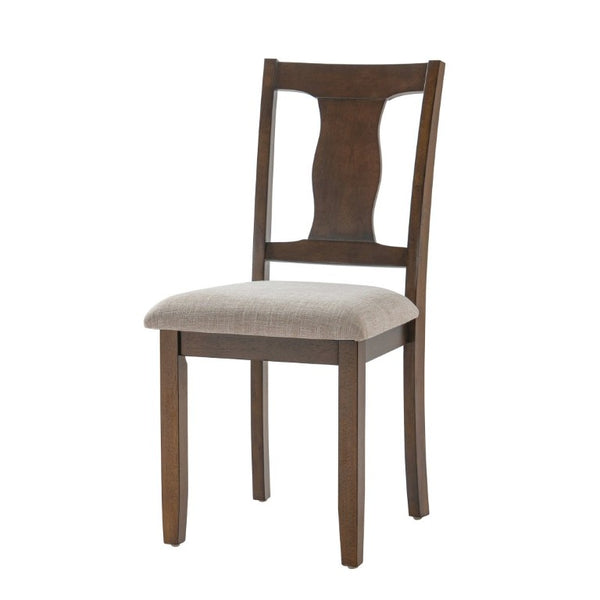 English Elm Dining Chairs Set of 2 Mid-Century Rubberwood Frame with Linen Upholstered High Back Beige+Brown N752P494101D