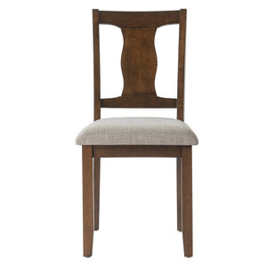 English Elm Dining Chairs Set of 2 Mid-Century Rubberwood Frame with Linen Upholstered High Back Beige+Brown N752P494101D