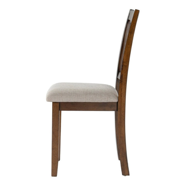 English Elm Dining Chairs Set of 2 Mid-Century Rubberwood Frame with Linen Upholstered High Back Beige+Brown N752P494101D