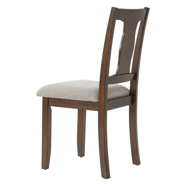 English Elm Dining Chairs Set of 2 Mid-Century Rubberwood Frame with Linen Upholstered High Back Beige+Brown N752P494101D
