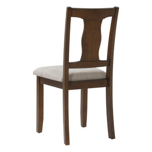 English Elm Dining Chairs Set of 2 Mid-Century Rubberwood Frame with Linen Upholstered High Back Beige+Brown N752P494101D
