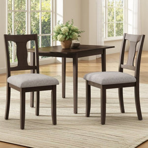 English Elm Dining Chairs Set of 2 Mid-Century Rubberwood Frame with Linen Upholstered High Back Beige+Espresso N752P494101P