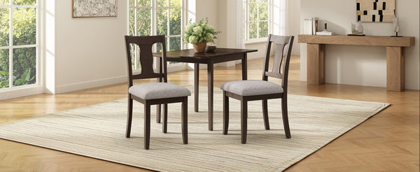 English Elm Dining Chairs Set of 2 Mid-Century Rubberwood Frame with Linen Upholstered High Back Beige+Espresso N752P494101P