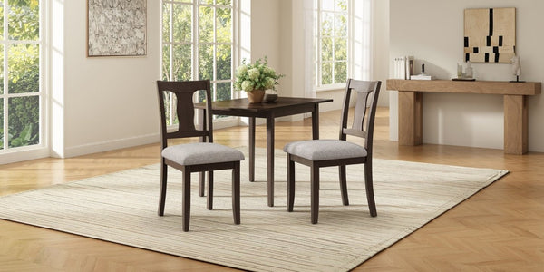 English Elm Dining Chairs Set of 2 Mid-Century Rubberwood Frame with Linen Upholstered High Back Beige+Espresso N752P494101P