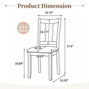 English Elm Dining Chairs Set of 2 Mid-Century Rubberwood Frame with Linen Upholstered High Back Beige+Espresso N752P494101P
