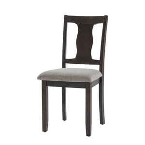 English Elm Dining Chairs Set of 2 Mid-Century Rubberwood Frame with Linen Upholstered High Back Beige+Espresso N752P494101P
