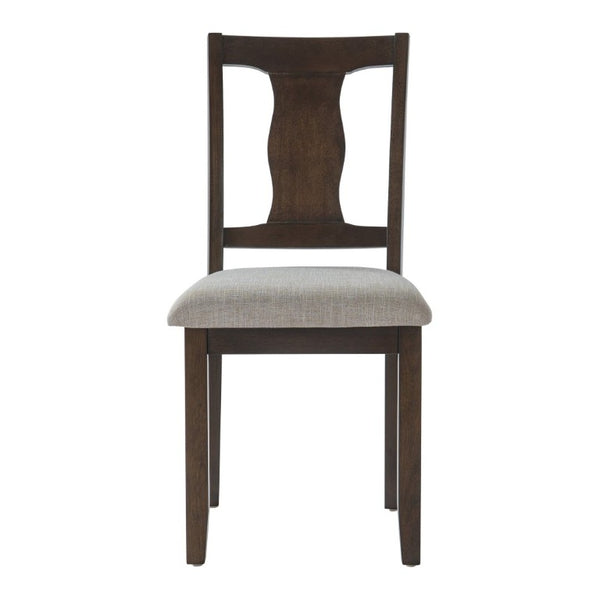 English Elm Dining Chairs Set of 2 Mid-Century Rubberwood Frame with Linen Upholstered High Back Beige+Espresso N752P494101P