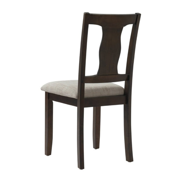 English Elm Dining Chairs Set of 2 Mid-Century Rubberwood Frame with Linen Upholstered High Back Beige+Espresso N752P494101P