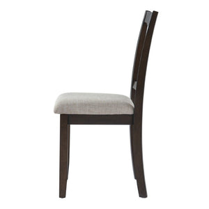 English Elm Dining Chairs Set of 2 Mid-Century Rubberwood Frame with Linen Upholstered High Back Beige+Espresso N752P494101P